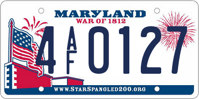 MD license plate 4AF0127