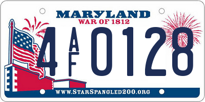 MD license plate 4AF0128
