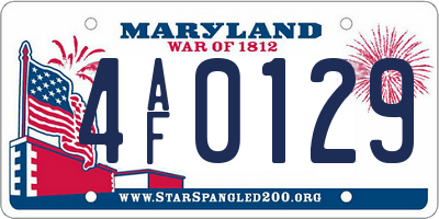 MD license plate 4AF0129