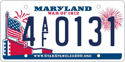 MD license plate 4AF0131