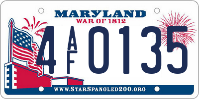 MD license plate 4AF0135