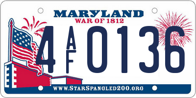 MD license plate 4AF0136