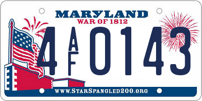MD license plate 4AF0143