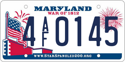 MD license plate 4AF0145