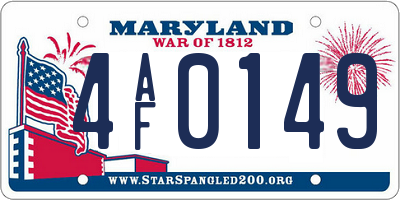MD license plate 4AF0149