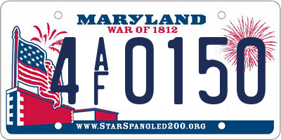 MD license plate 4AF0150