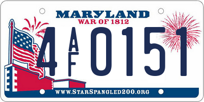 MD license plate 4AF0151
