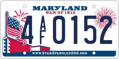 MD license plate 4AF0152