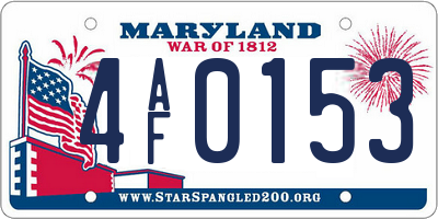 MD license plate 4AF0153