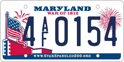 MD license plate 4AF0154