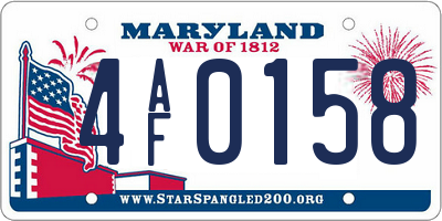 MD license plate 4AF0158