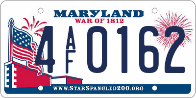 MD license plate 4AF0162