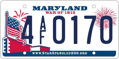 MD license plate 4AF0170
