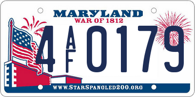 MD license plate 4AF0179
