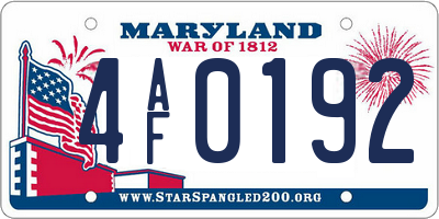 MD license plate 4AF0192