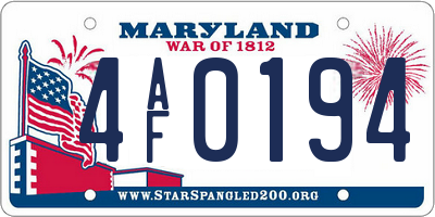 MD license plate 4AF0194