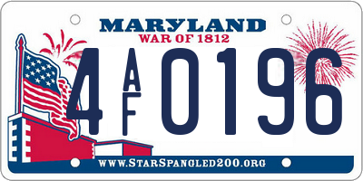 MD license plate 4AF0196