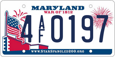 MD license plate 4AF0197