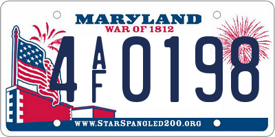 MD license plate 4AF0198