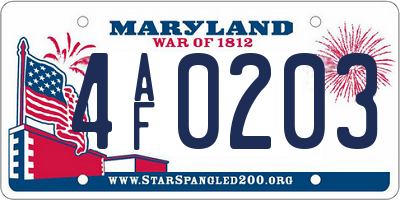 MD license plate 4AF0203