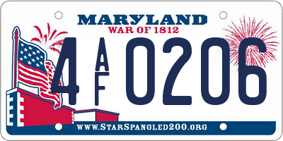 MD license plate 4AF0206