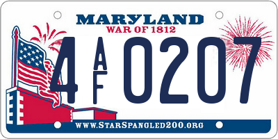 MD license plate 4AF0207