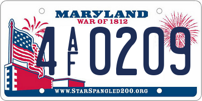 MD license plate 4AF0209
