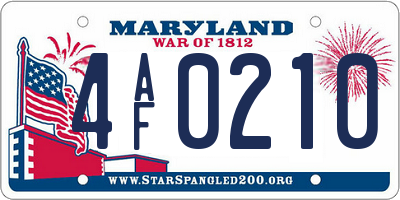 MD license plate 4AF0210