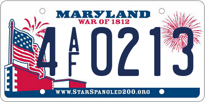 MD license plate 4AF0213