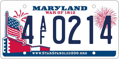 MD license plate 4AF0214