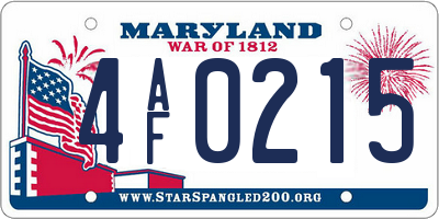 MD license plate 4AF0215