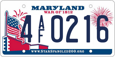 MD license plate 4AF0216