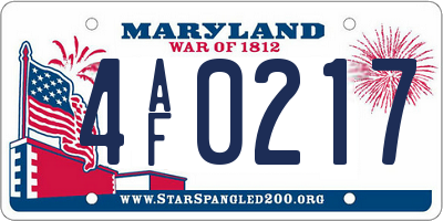 MD license plate 4AF0217