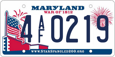 MD license plate 4AF0219