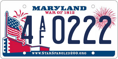 MD license plate 4AF0222