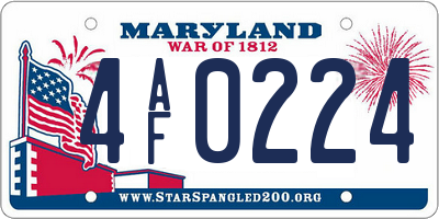 MD license plate 4AF0224