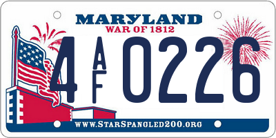 MD license plate 4AF0226