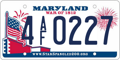 MD license plate 4AF0227