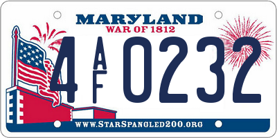 MD license plate 4AF0232