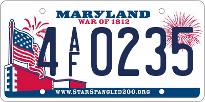 MD license plate 4AF0235