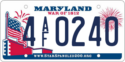MD license plate 4AF0240
