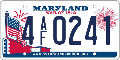 MD license plate 4AF0241