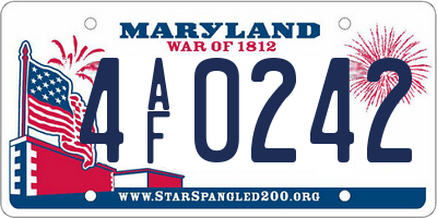 MD license plate 4AF0242