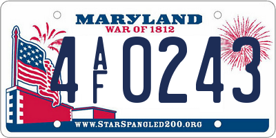 MD license plate 4AF0243