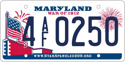 MD license plate 4AF0250
