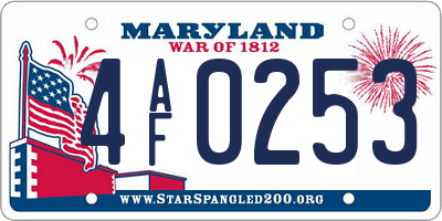 MD license plate 4AF0253