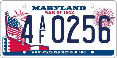 MD license plate 4AF0256