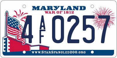 MD license plate 4AF0257