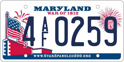 MD license plate 4AF0259