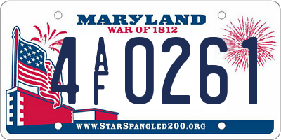 MD license plate 4AF0261